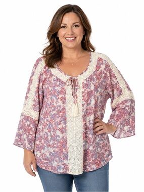 Jessica Simpson Alaya Paisley Print Crocheted XL